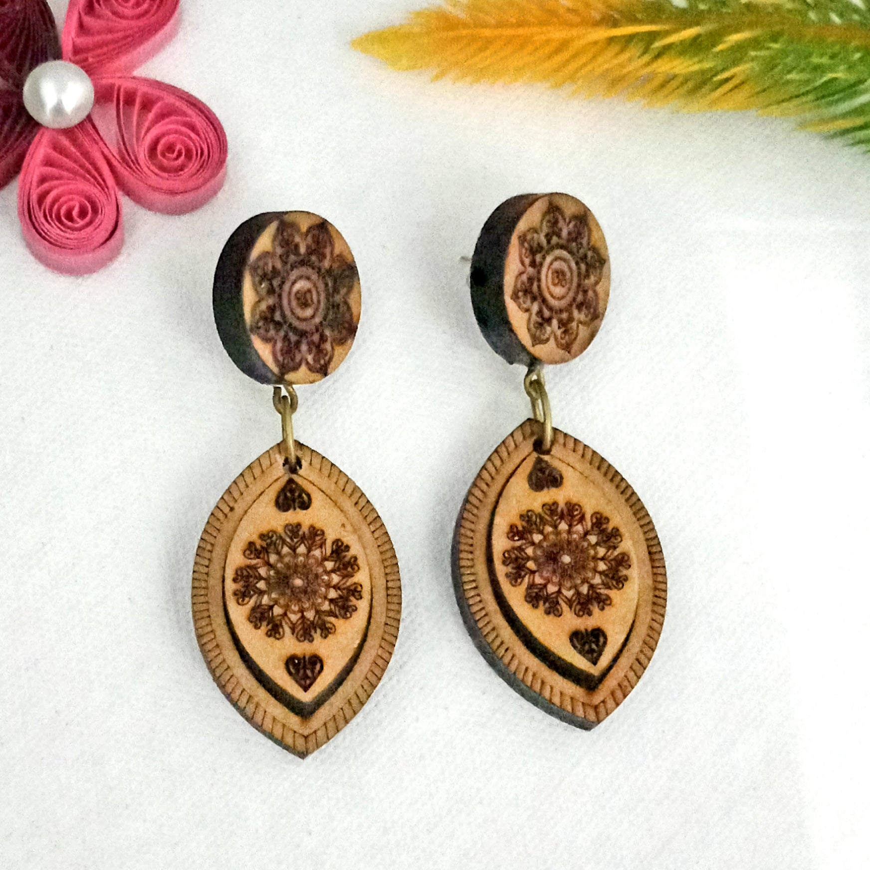 The99Jewel Handcrafted Style Geometric Wooden Drop Earrings