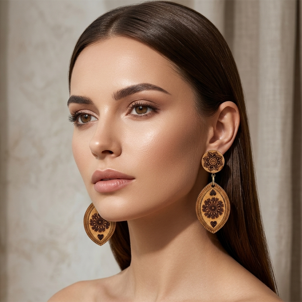 The99Jewel Vintage Style Wooden Fashion Dangler Earrings