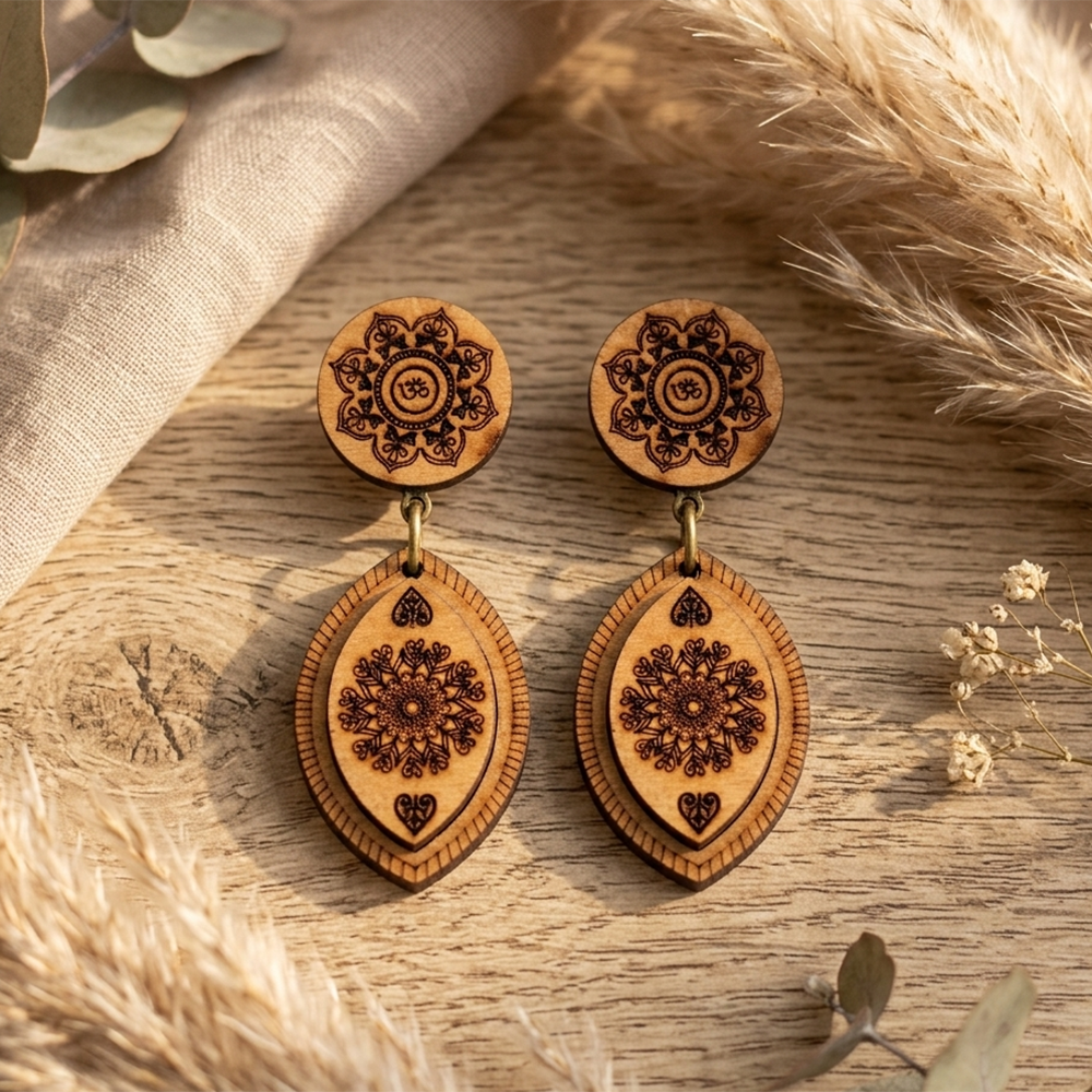 The99Jewel Vintage Style Wooden Fashion Dangler Earrings