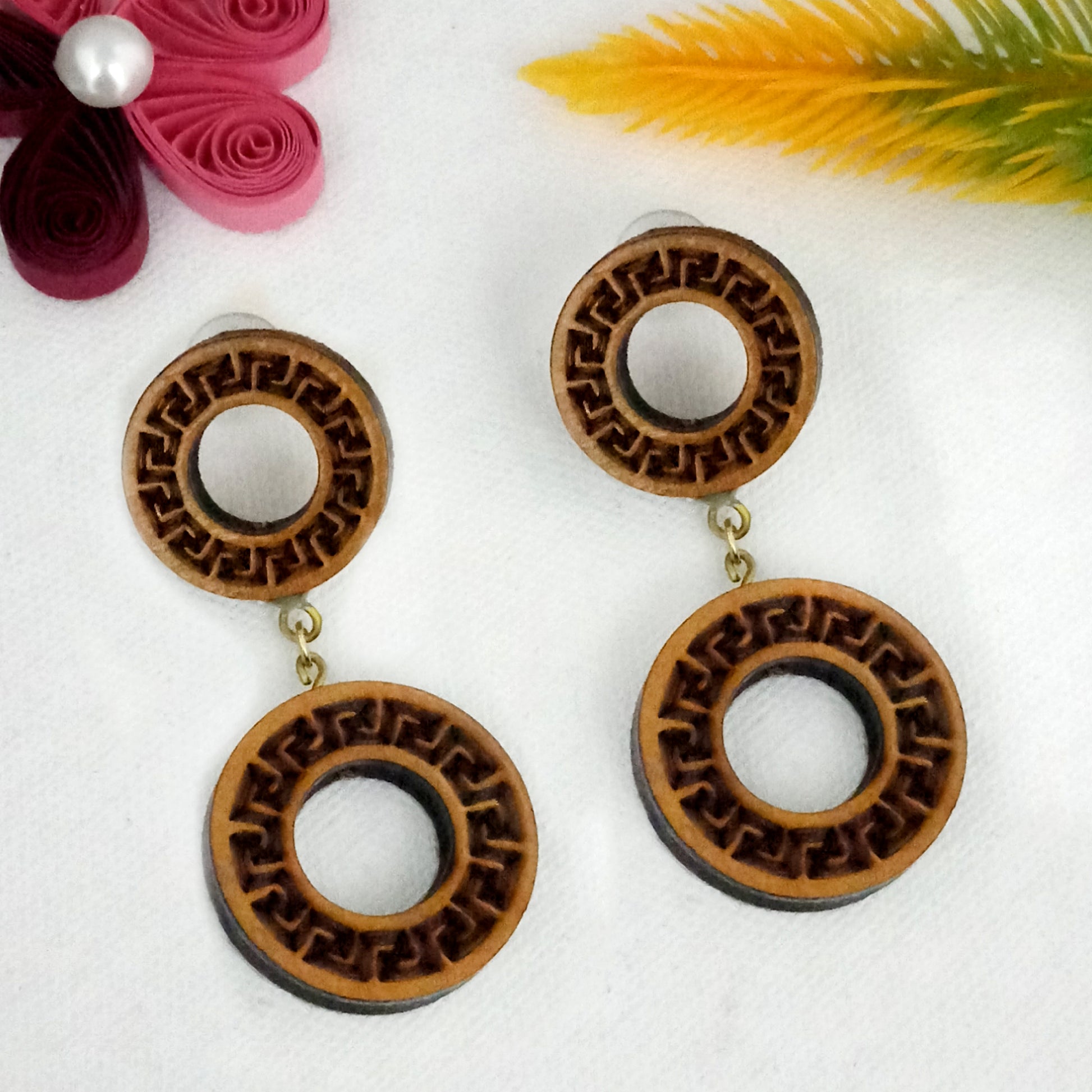 The99Jewel Handcrafted Style Geometric Wooden Drop Earrings