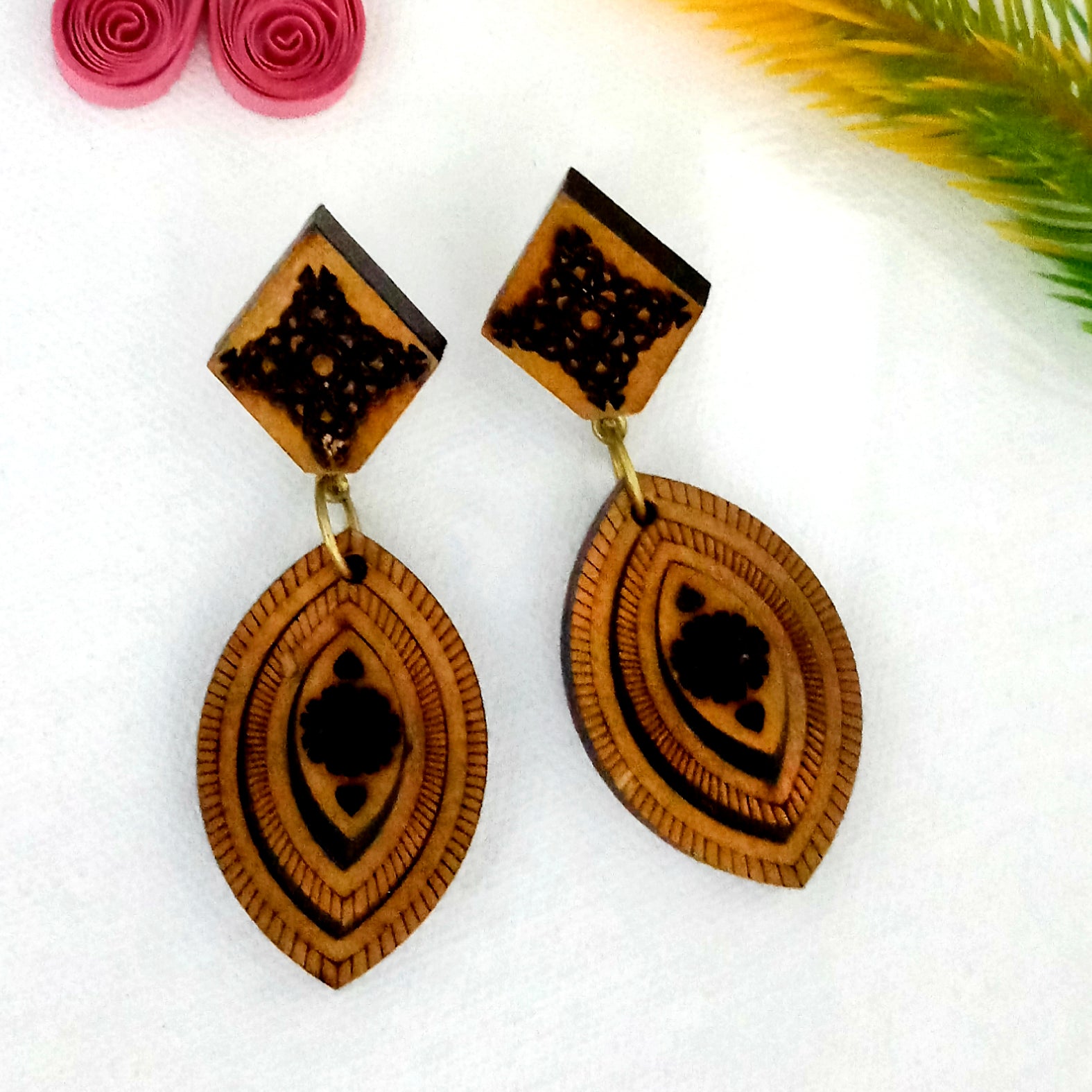 The99Jewel Handcrafted Style Geometric Wooden Drop Earrings