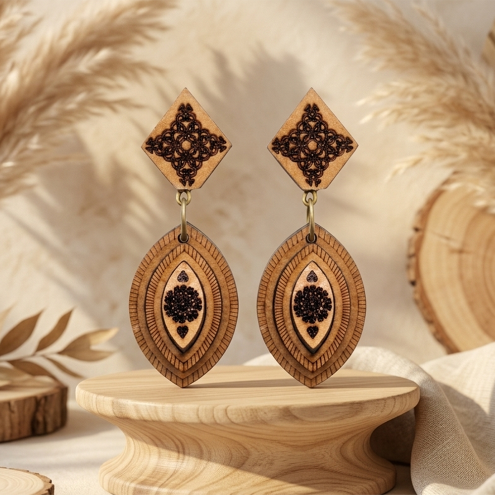 The99Jewel Vintage Style Wooden Fashion Dangler Earrings
