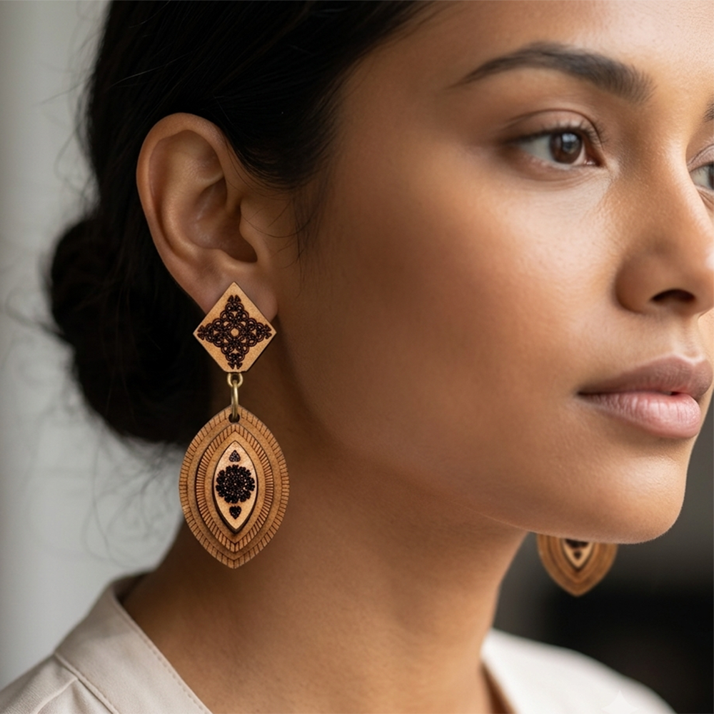 The99Jewel Vintage Style Wooden Fashion Dangler Earrings