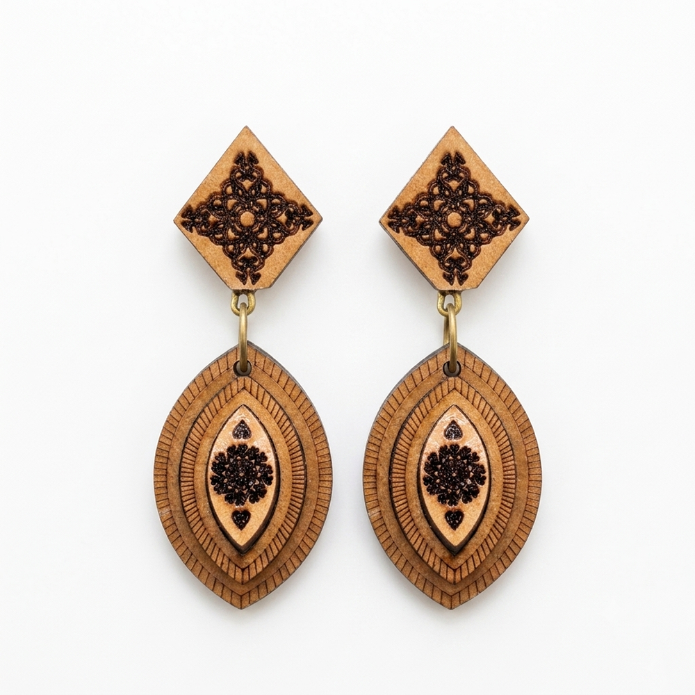 The99Jewel Vintage Style Wooden Fashion Dangler Earrings