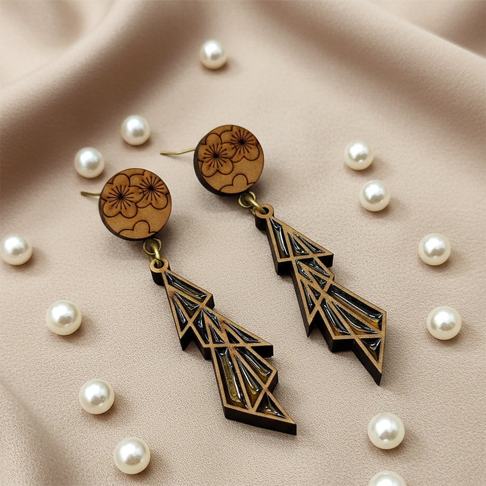 The99Jewel Handcrafted Style Geometric Wooden Drop Earrings