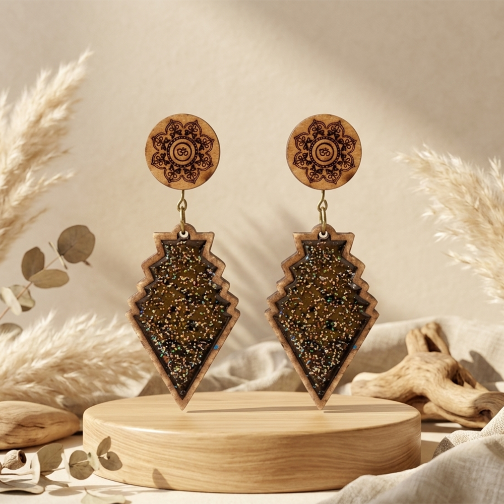The99Jewel Vintage Style Wooden Fashion Dangler Earrings