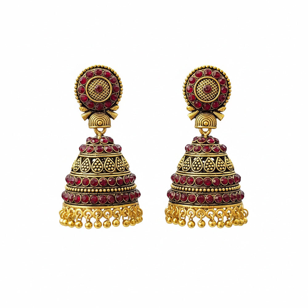 The99Jewel Traditional Gold Plated Jhumki Earrings for Women