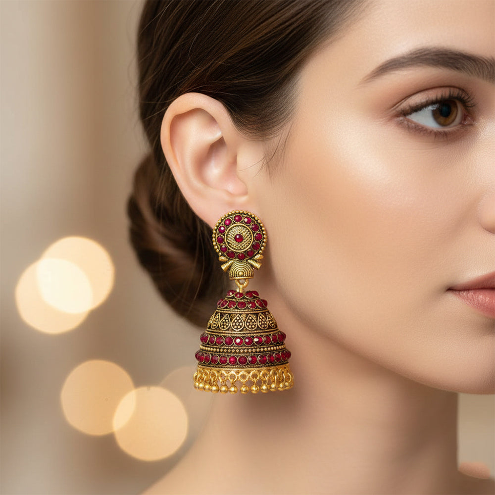 The99Jewel Traditional Gold Plated Jhumki Earrings for Women