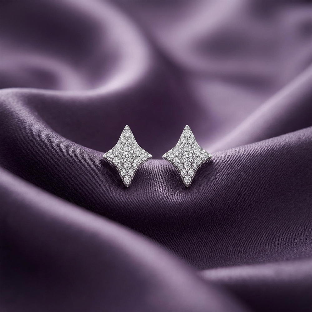 The99Jewel Sparkling Silver Plated AD Stud Earrings