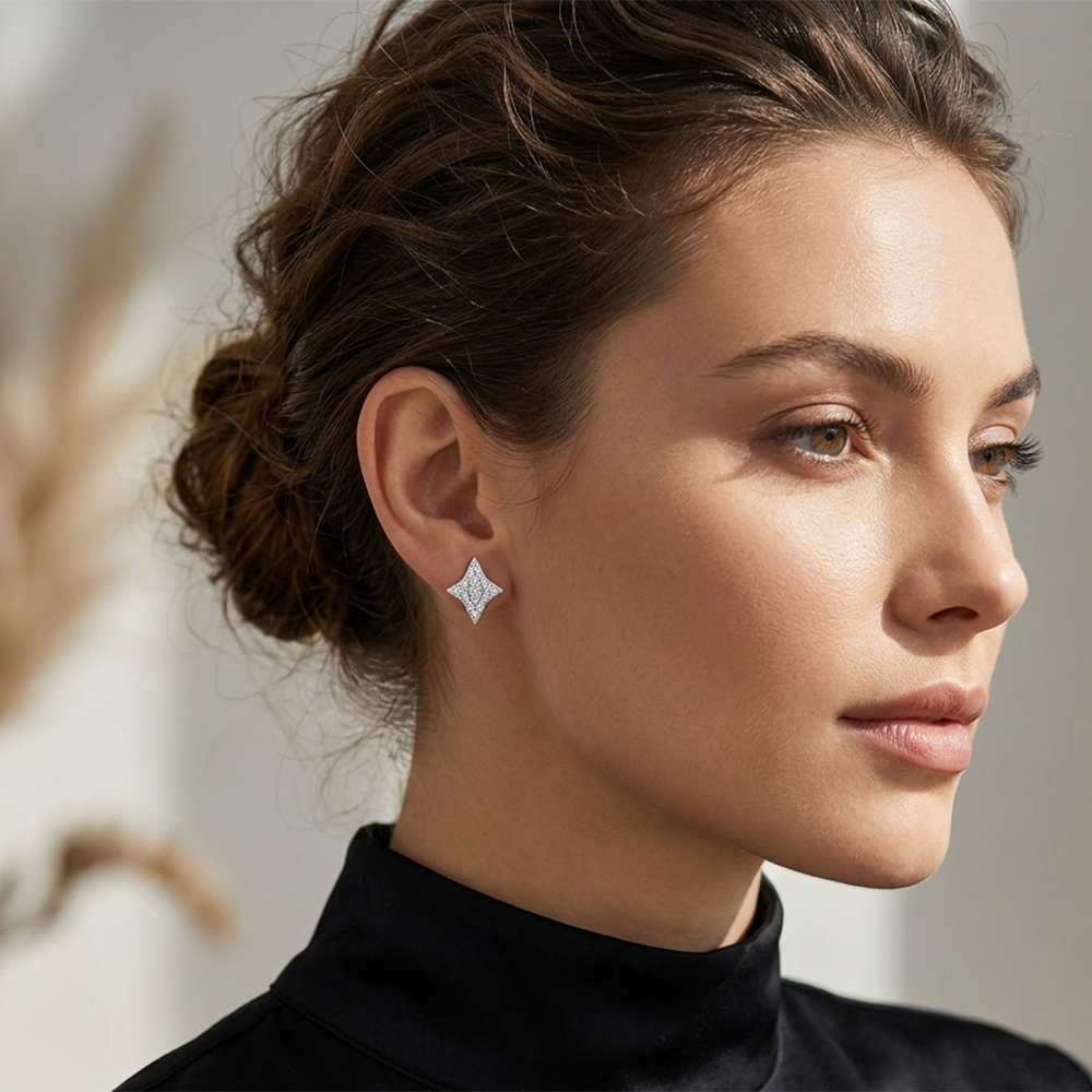 The99Jewel Sparkling Silver Plated AD Stud Earrings