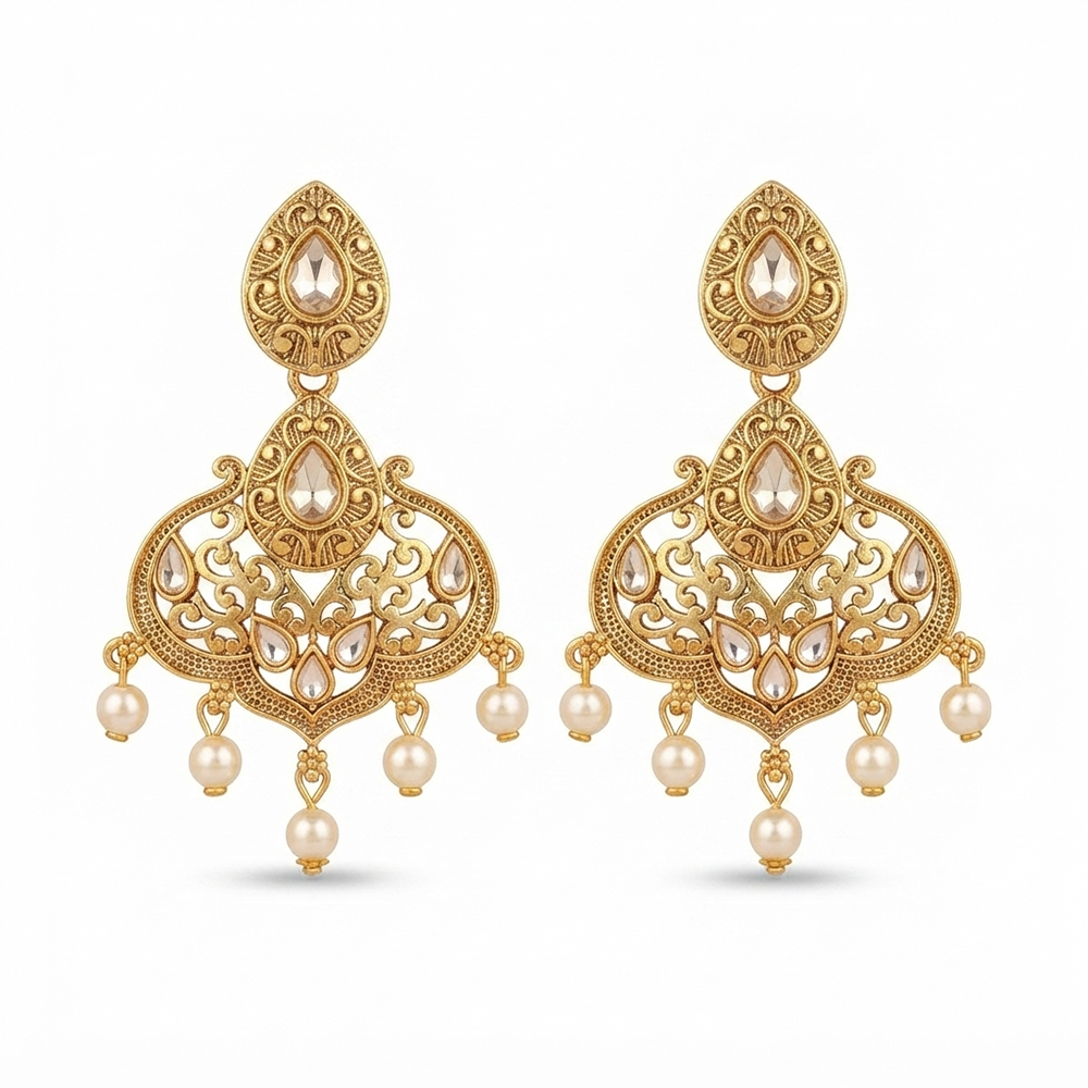 The99Jewel Floral Light Pink Crystal Stone Statement Dangler Earrings for Women