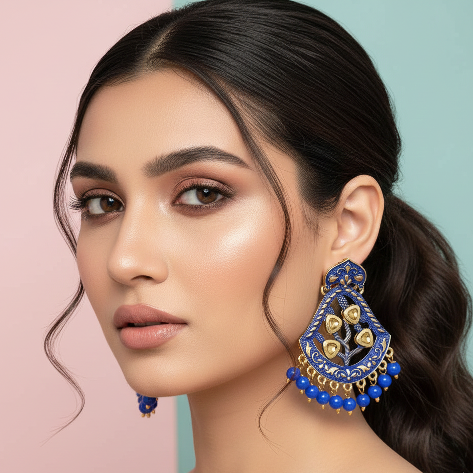 The99Jewel Matte Meenakari Dangler Beads Drop Earrings