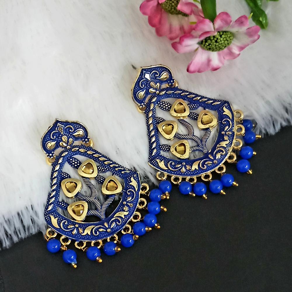 The99Jewel Matte Meenakari Dangler Beads Drop Earrings