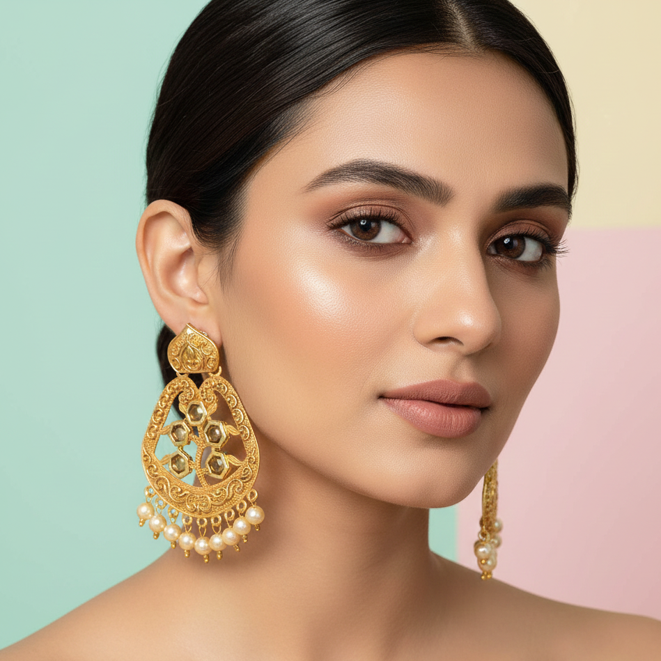 The99Jewel Yellow Matte Meenakari Dangler Beads Drop Earrings -1318002B