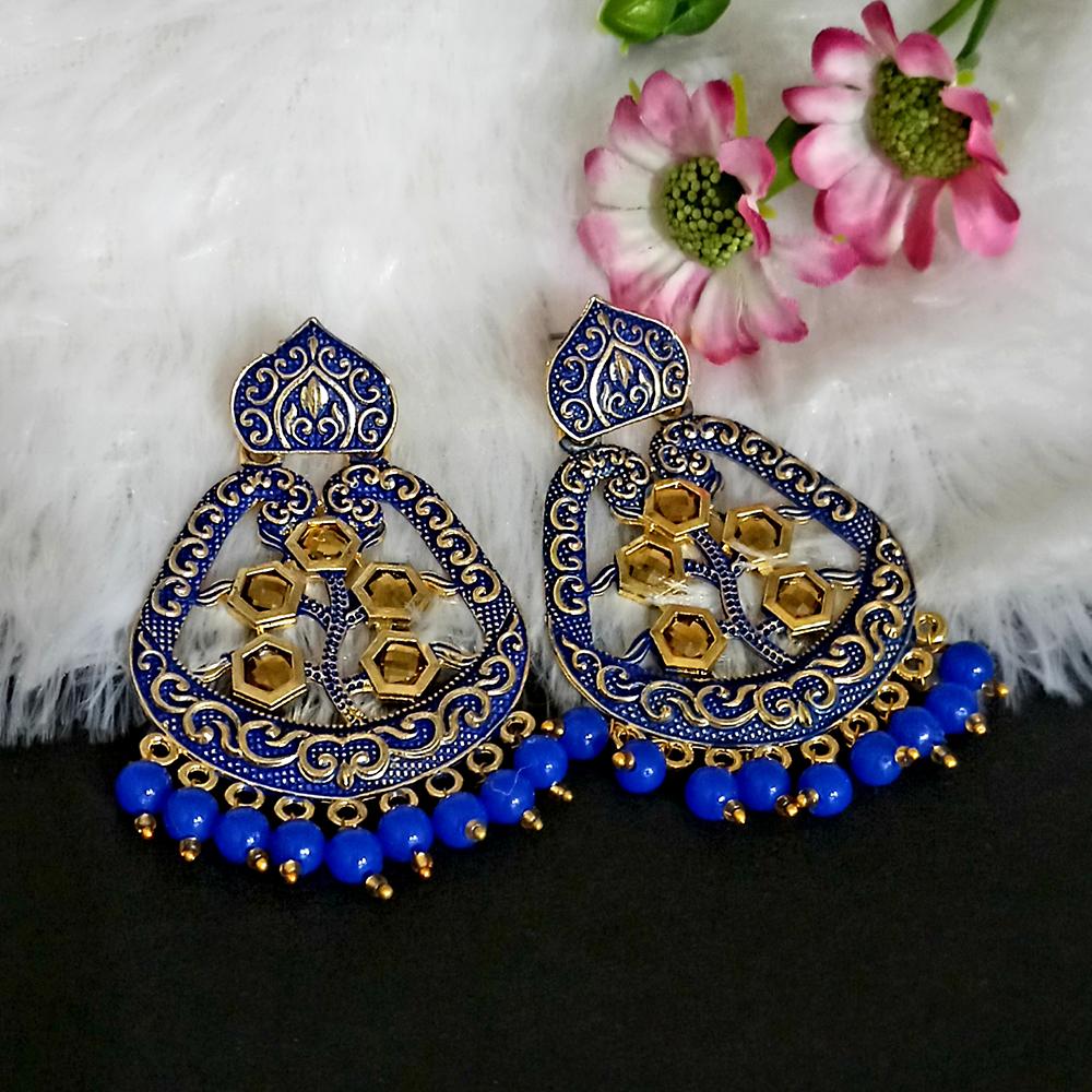 The99Jewel Blue Matte Meenakari Dangler Beads Drop Earrings -1318002E