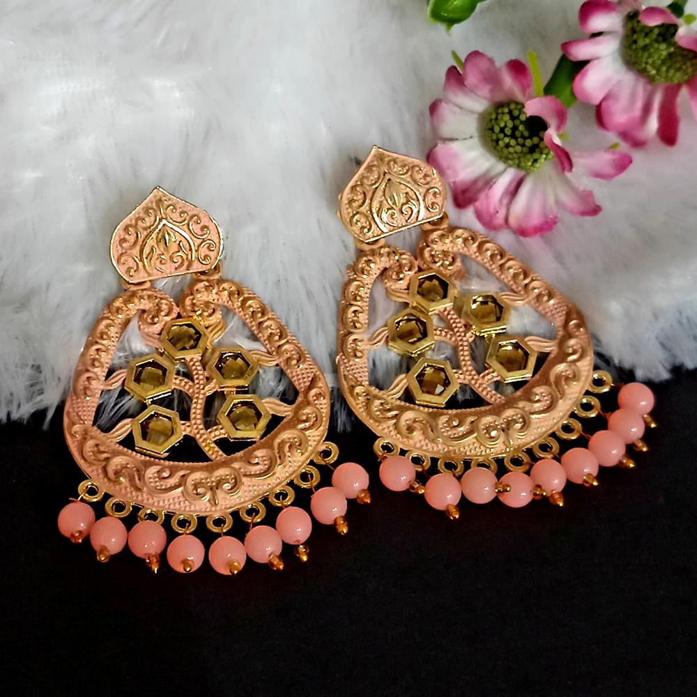 The99Jewel Peach Matte Meenakari Dangler Beads Drop Earrings -1318002H