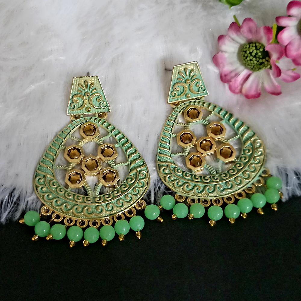 The99Jewel Green Matte Meenakari Dangler Beads Drop Earrings -1318003I