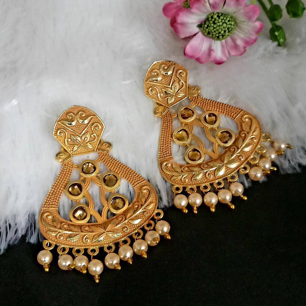 The99Jewel YellowMatte Meenakari Dangler Beads Drop Earrings -1318004B
