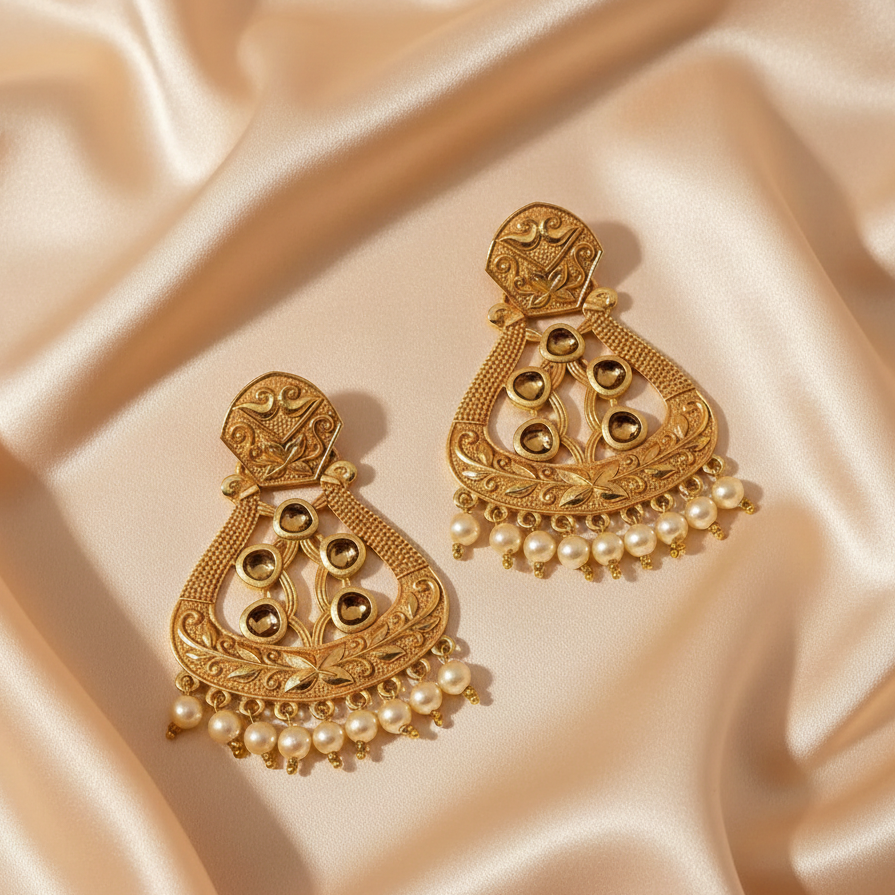The99Jewel YellowMatte Meenakari Dangler Beads Drop Earrings -1318004B