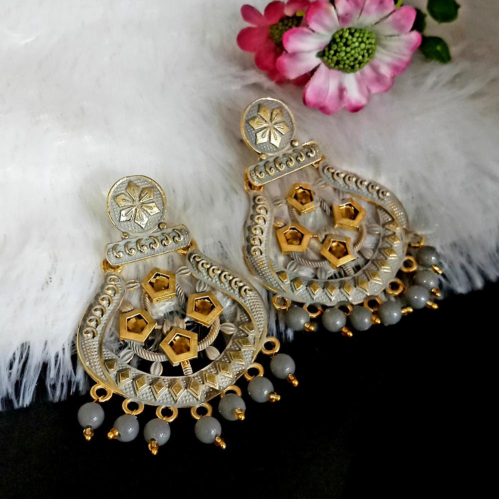 The99Jewel Grey Matte Meenakari Dangler Beads Drop Earrings -1318005D