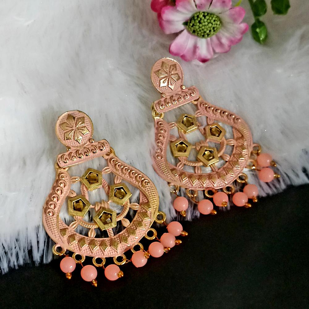 The99Jewel Peach Matte Meenakari Dangler Beads Drop Earrings -1318005H