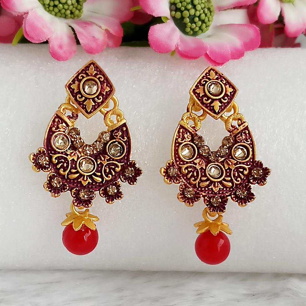 The99Jewel Maroon Matte Meenakari Dangler Earrings -1318058D
