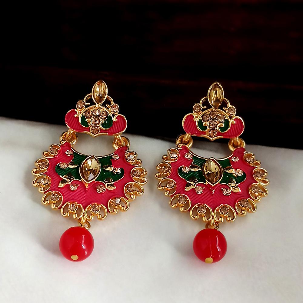 The99Jewel Red Meenakari Matte Dangler Earrings -1318077B
