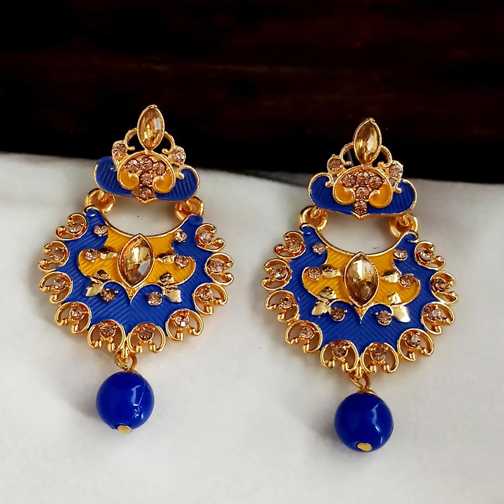 The99Jewel Blue Meenakari Matte Dangler Earrings -1318077D