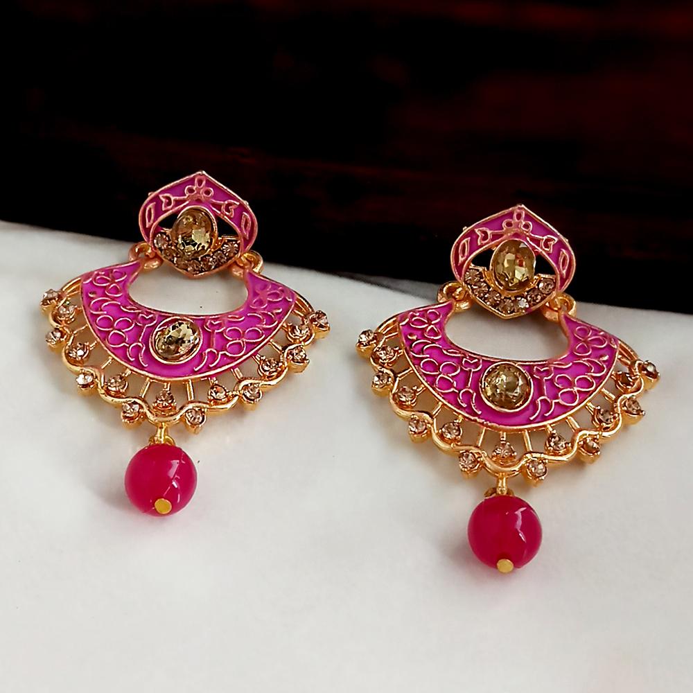 The99Jewel Pink Meenakari Matte Dangler Earrings -1318079A