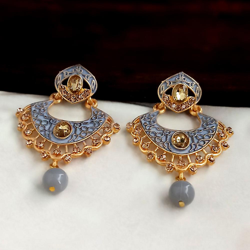 The99Jewel Grey Meenakari Matte Dangler Earrings -1318079C