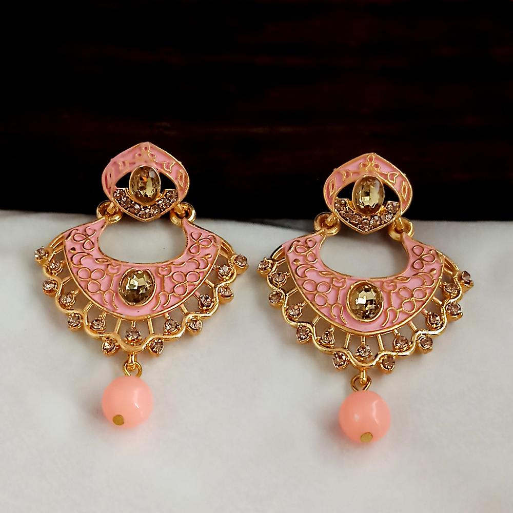The99Jewel Peach Meenakari Matte Dangler Earrings -1318079F