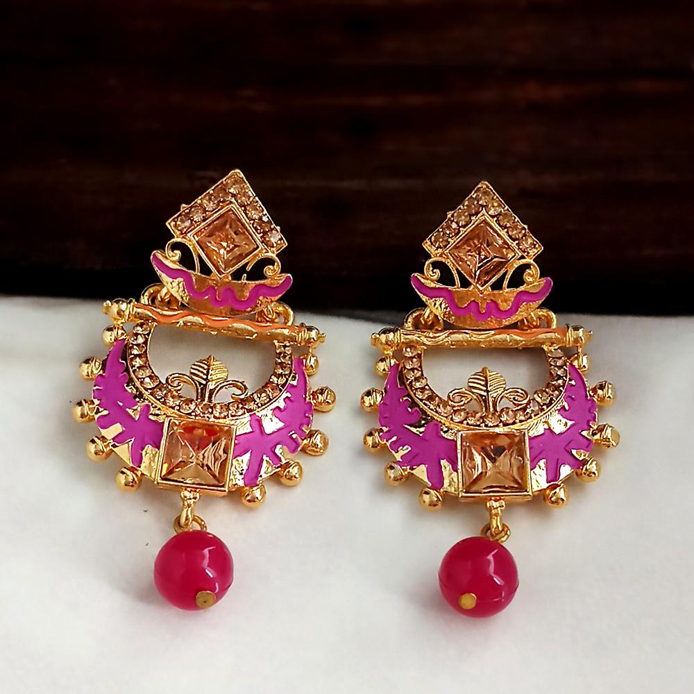 The99Jewel Pink Meenakari Matte Dangler Earrings -1318081A