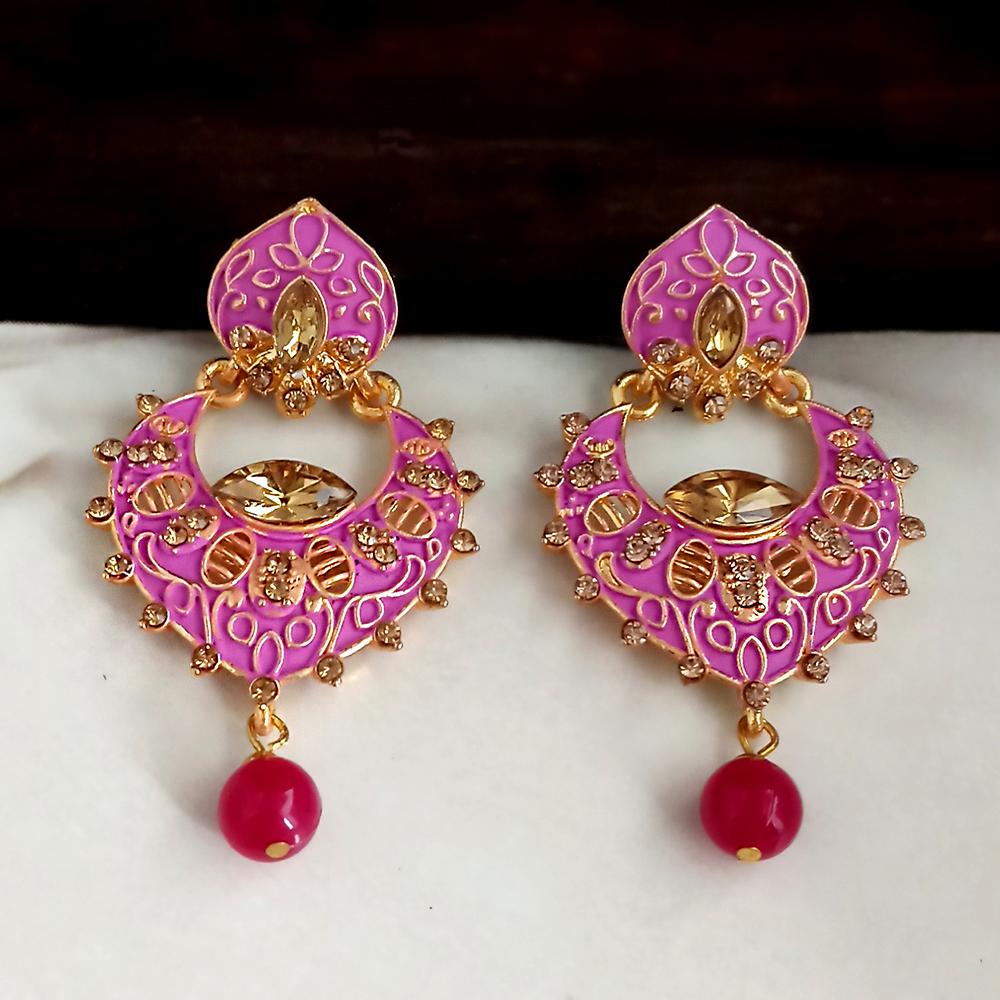 The99Jewel Pink Meenakari Matte Dangler Earrings -1318082A
