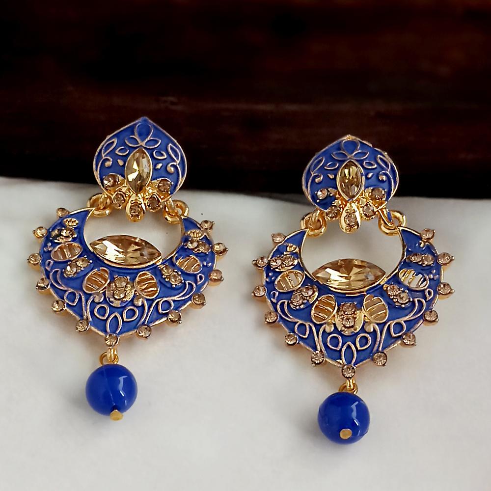 The99Jewel Blue Meenakari Matte Dangler Earrings -1318082D