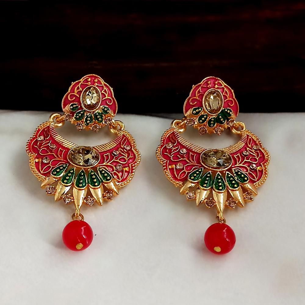 The99Jewel Red Meenakari Matte Dangler Earrings -1318083B