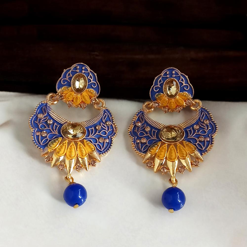 The99Jewel Blue Meenakari Matte Dangler Earrings -1318083D