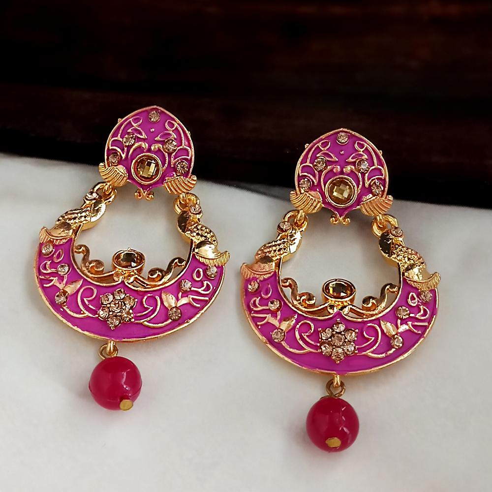 The99Jewel Pink Meenakari Matte Dangler Earrings -1318084A