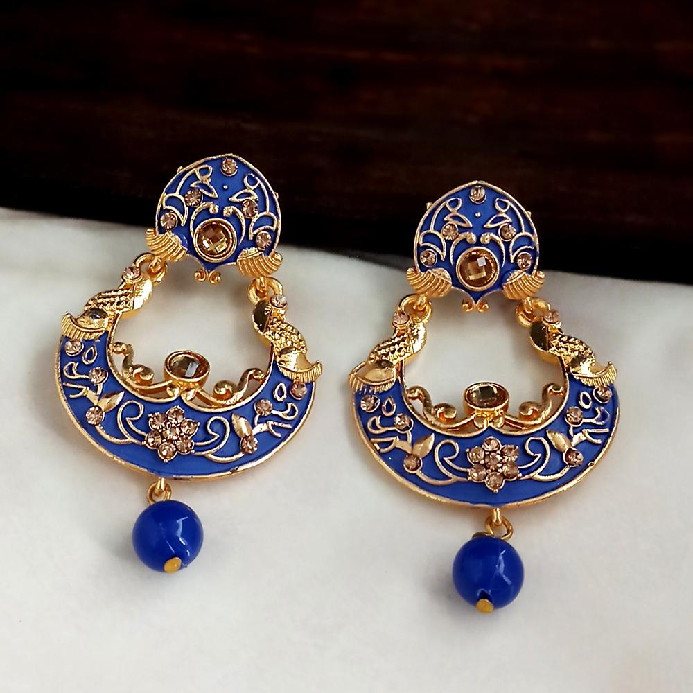 The99Jewel Blue Meenakari Matte Dangler Earrings -1318084E