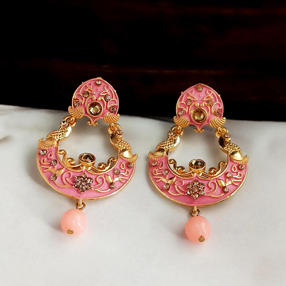 The99Jewel Pink Meenakari Matte Dangler Earrings -1318084F
