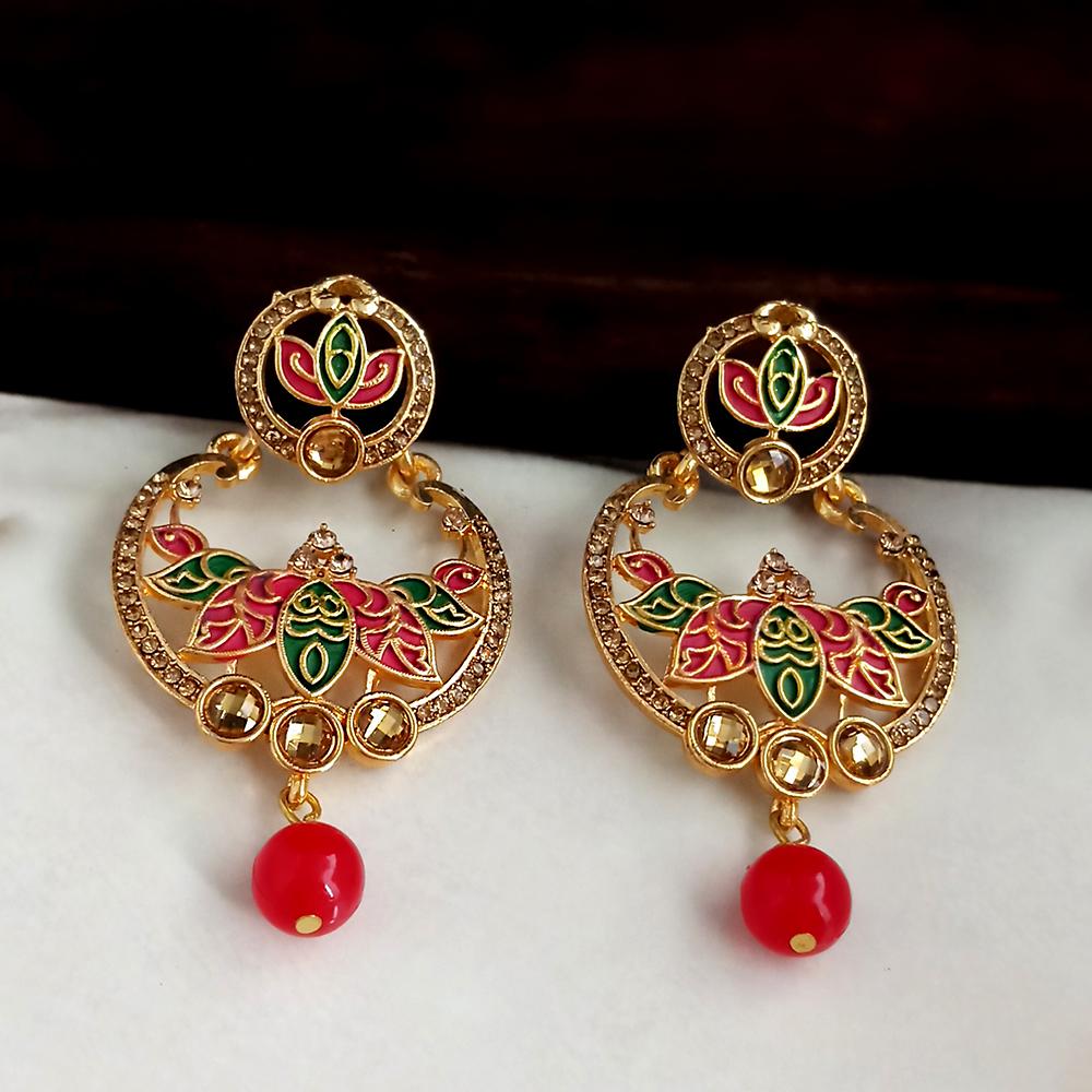 The99Jewel Red Meenakari Matte Dangler Earrings -1318085B