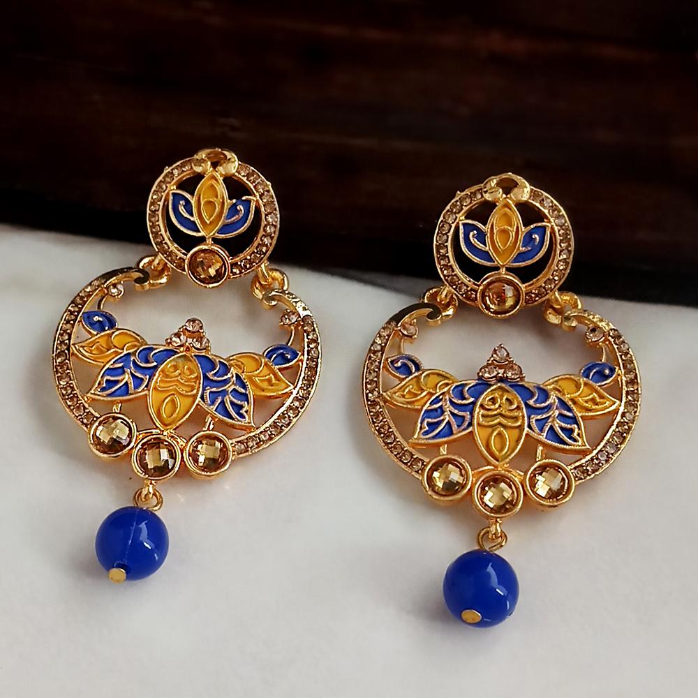 The99Jewel Blue Meenakari Matte Dangler Earrings -1318085D