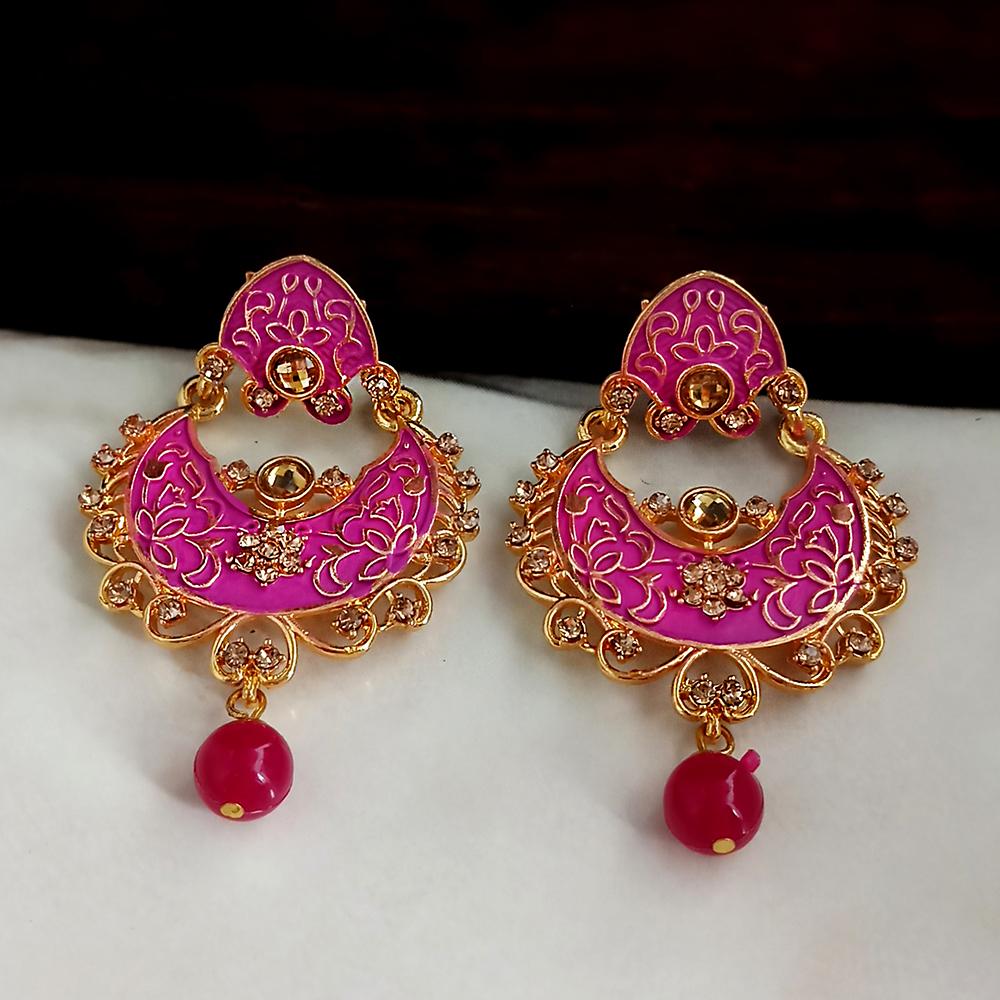 The99Jewel Pink Meenakari Matte Dangler Earrings -1318086A