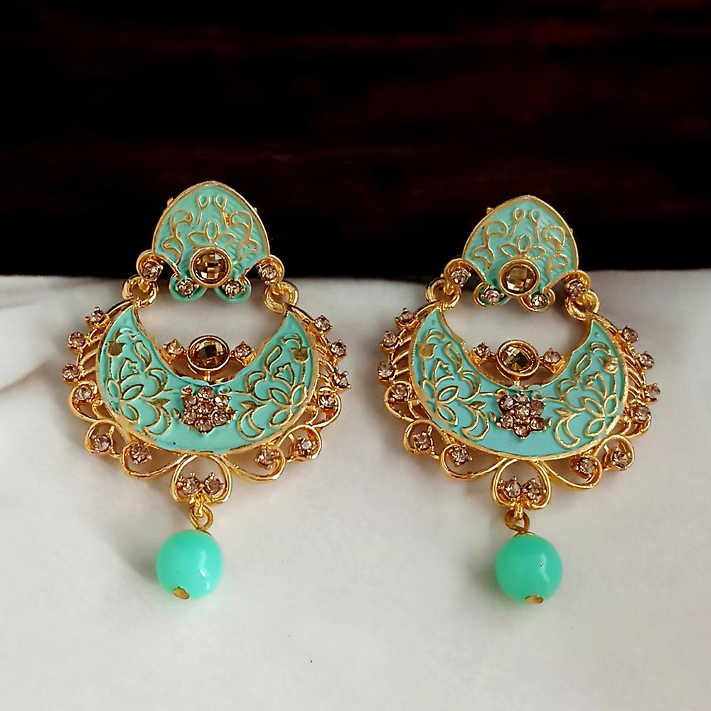 The99Jewel Green Meenakari Matte Dangler Earrings -1318086B