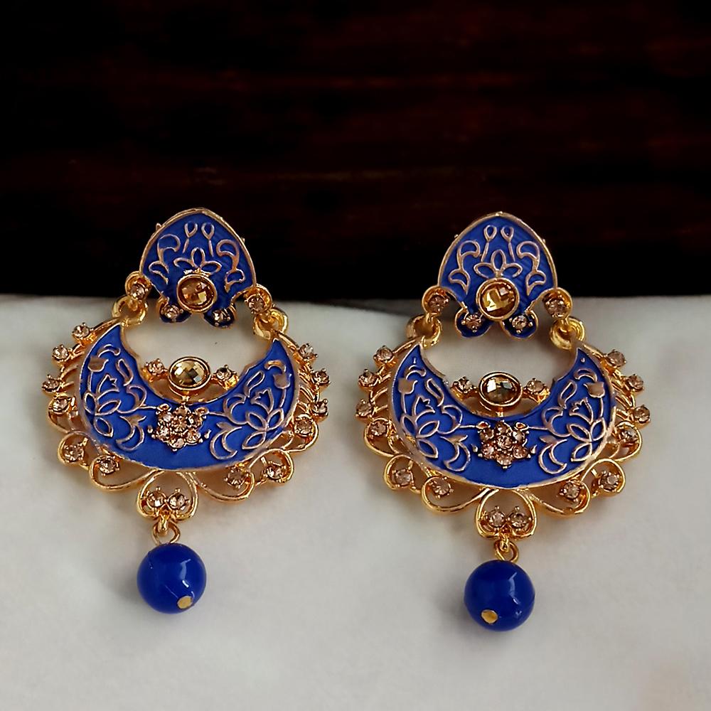 The99Jewel Blue Meenakari Matte Dangler Earrings -1318086E