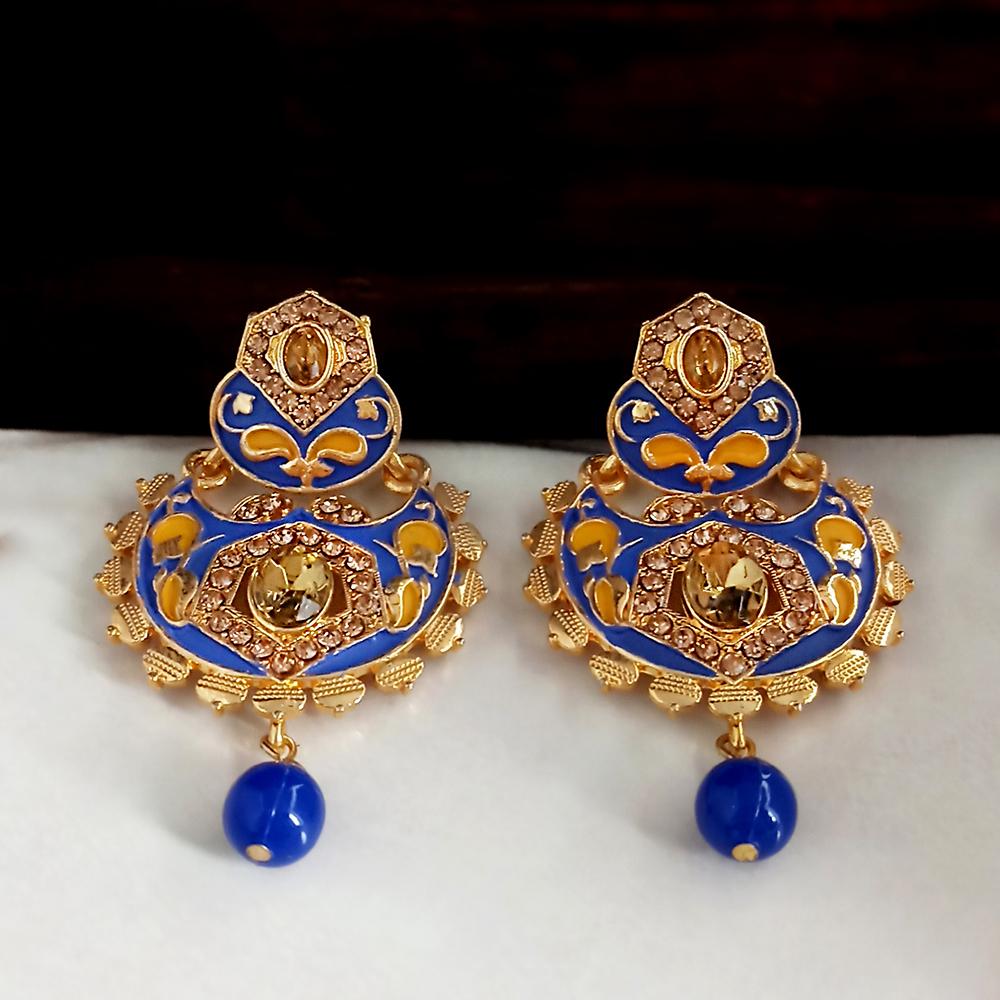 The99Jewel Blue Meenakari Matte Dangler Earrings -1318087D