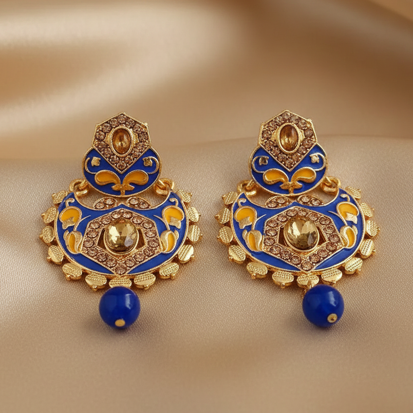 The99Jewel Blue Meenakari Matte Dangler Earrings -1318087D