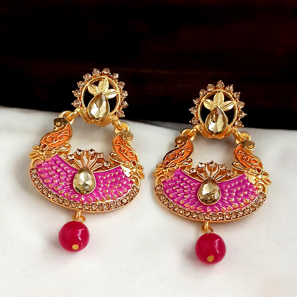 The99Jewel Pink Meenakari Matte Dangler Earrings -1318089A