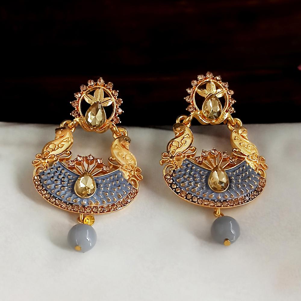 The99Jewel Grey Meenakari Matte Dangler Earrings -1318089C