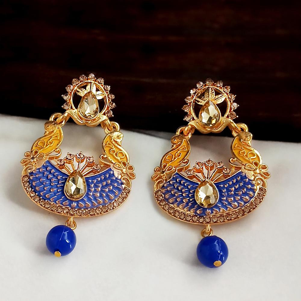 The99Jewel Blue Meenakari Matte Dangler Earrings -1318089D