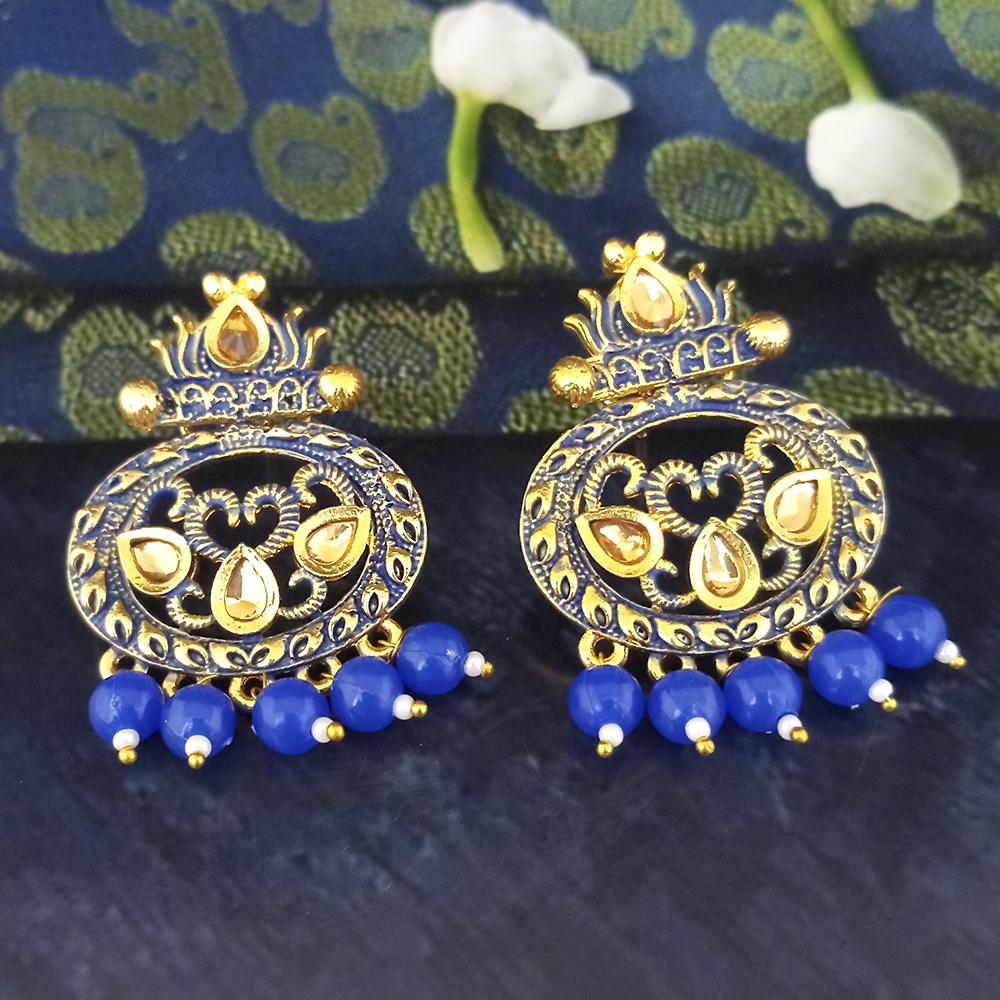 The99Jewel Blue Matte Meenakari Dangler Beads Drop Earrings - 1318092G